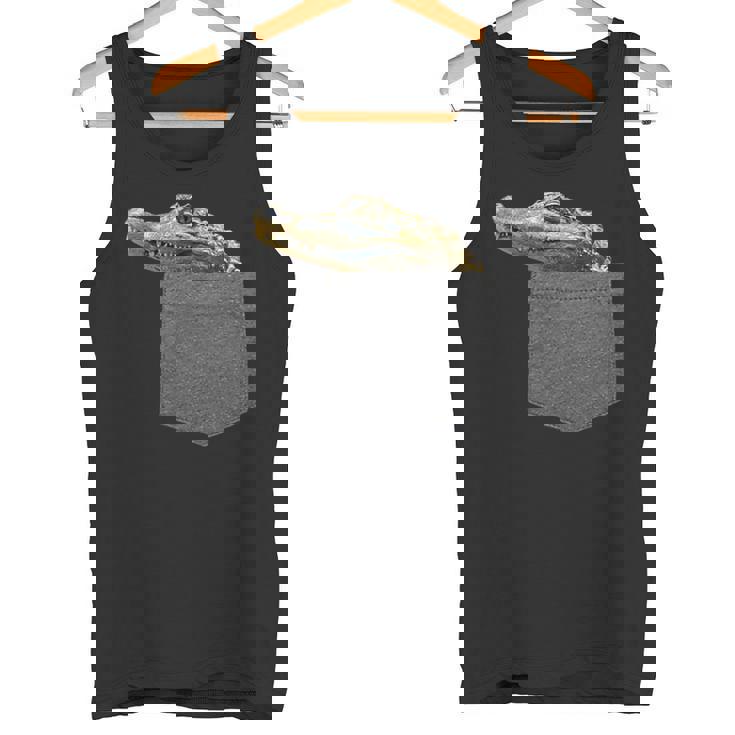 ポケットにワニ 愉快なアニマルデザイン タンクトップ