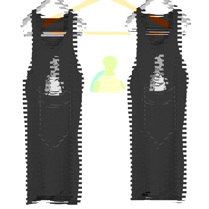 ポケットに入った亀 かわいいポケット ウミガメ タンクトップ