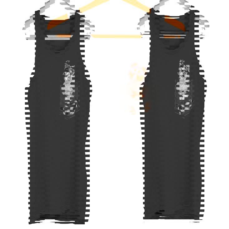 ポケットに入った面白いシェットランドシープドッグ シェルティー愛好家に タンクトップ