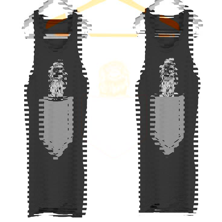 ポケットに入った面白いペキニーズ犬 犬愛好家 タンクトップ