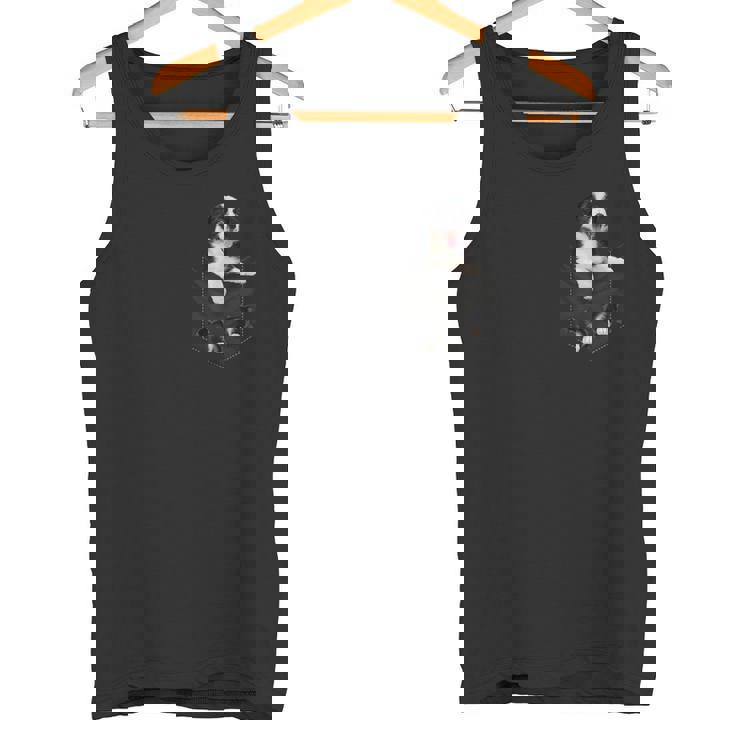 ポケットに入った面白いボーダーコリー ボーダーコリー愛好家に タンクトップ