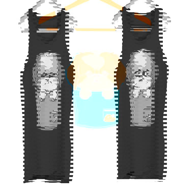 ポケット犬好きにはたまらないシーズー犬 タンクトップ