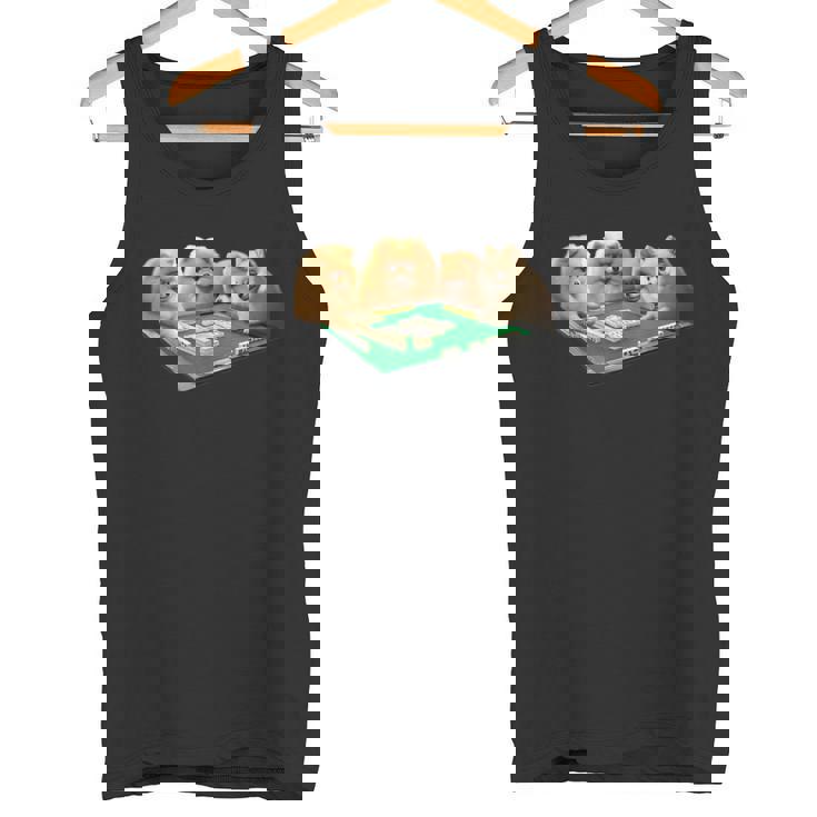 ポメラニアン 犬 麻雀 面白いtシャツ 文字入り メンズ おもしろ 面白い 服 おもしろグッズ ネタ 雀士 タンクトップ