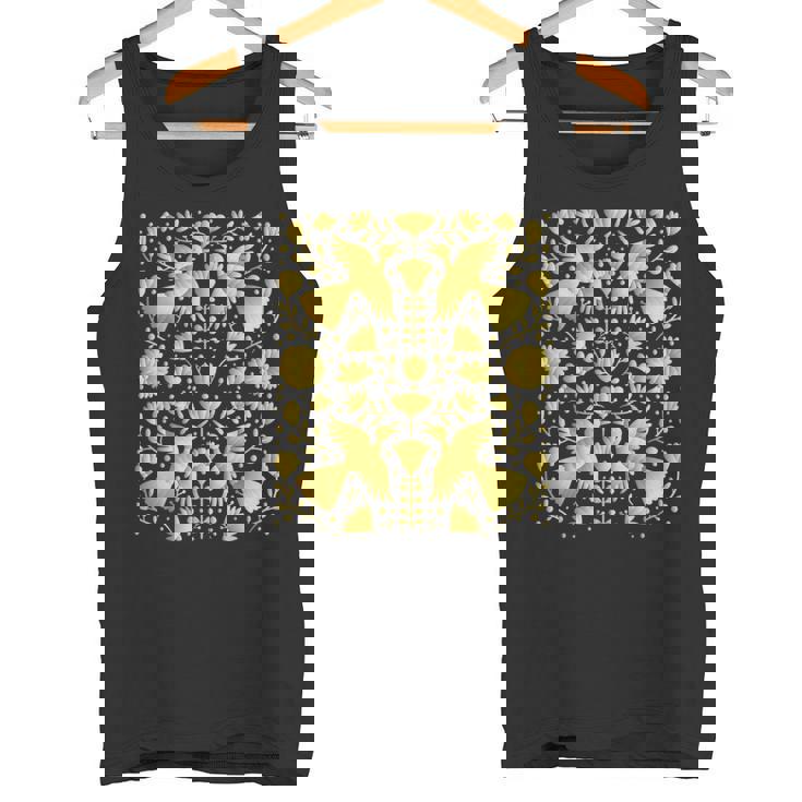 メキシカンテナンゴスのメキシカンゴールド刺繍プリント。 タンクトップ