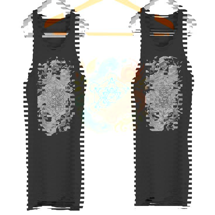 メタトロンキューブと自然の要素 火、土、水、風 タンクトップ