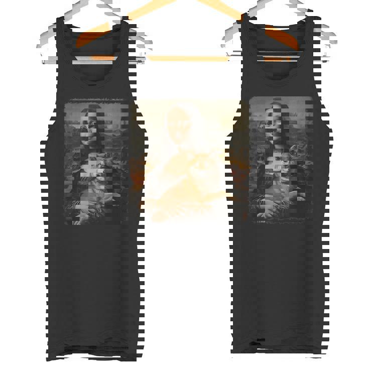 モナリザ 犬と一緒に 面白い 柴犬 アート 絵画 タンクトップ