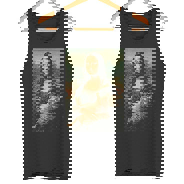 モナリザとオレンジ猫 面白いアートペインティング タンクトップ