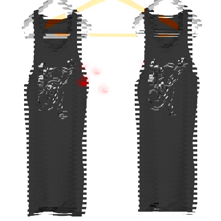 モノグラム イニシャル文字 K ラブ ハート タンクトップ