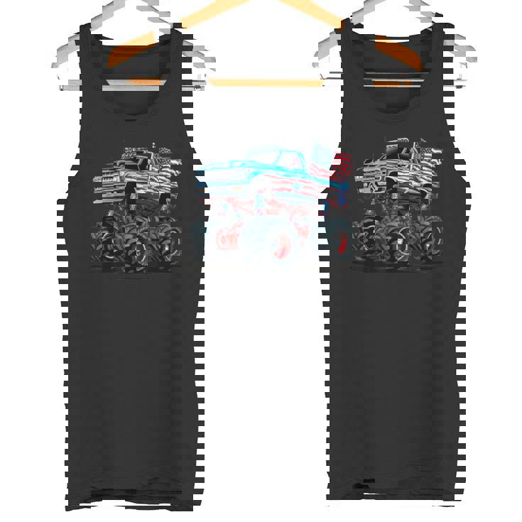モンスタートラック 幼児用 キッズ アメリカ国旗 モンスタートラック タンクトップ
