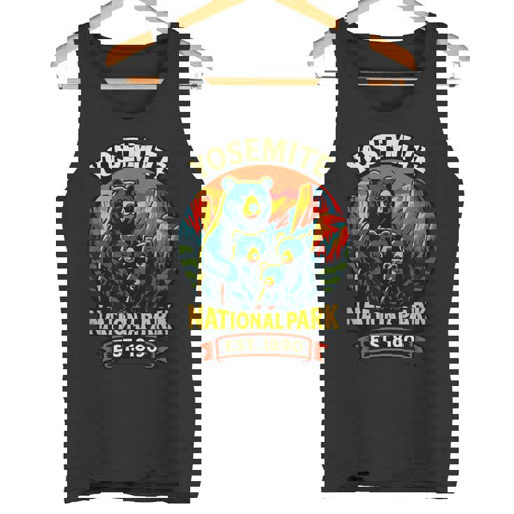 ヨセミテ国立公園 クマの家族 Est 1890 サンセットアート タンクトップ