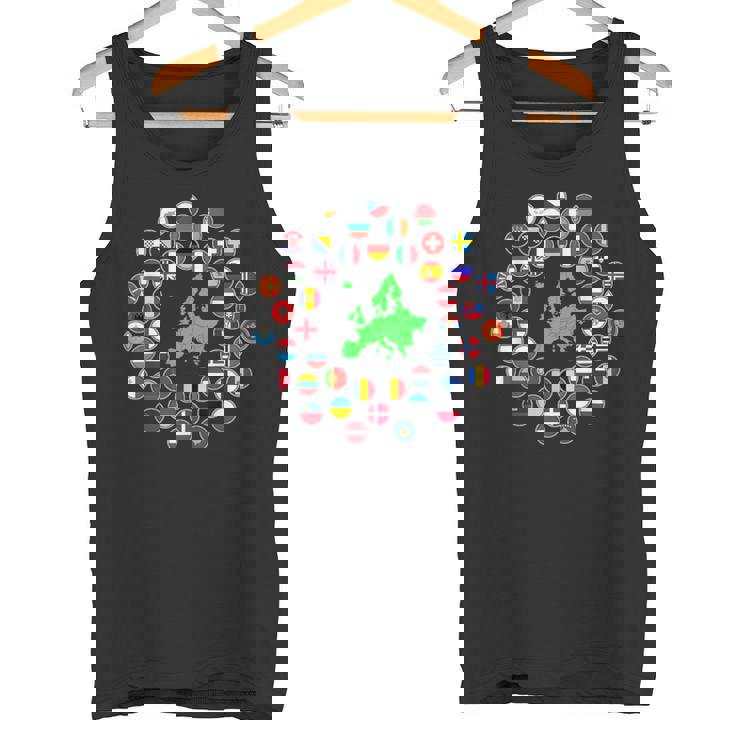 ヨーロッパ、ヨーロッパの旗、欧州連合の旗、ヨーロッパ地図。 タンクトップ