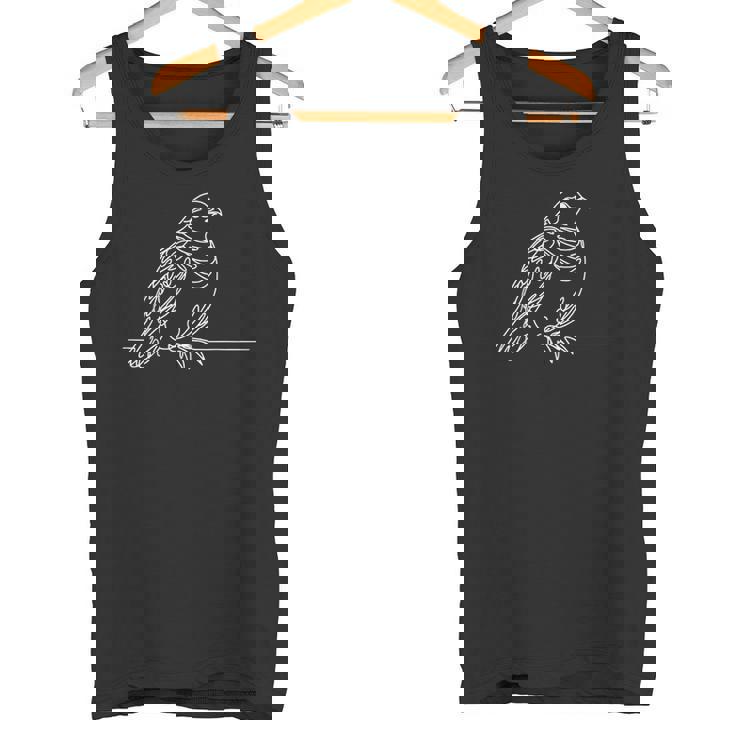 ラインアート 鳥・鳥類学者 ライチョウ タンクトップ