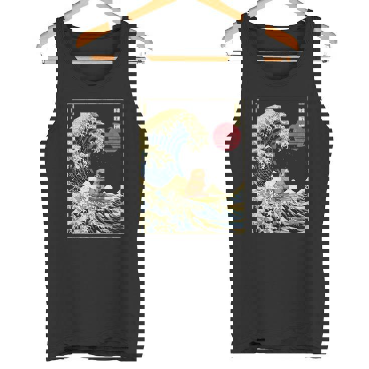 ラッコ 日本の神奈川波 おもしろサーフアニマル タンクトップ