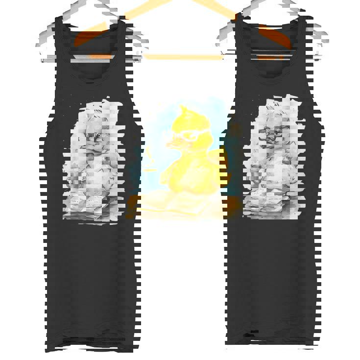 ラバーダックリーダー コーヒー愛好家 読書本 ラバーダッキー タンクトップ