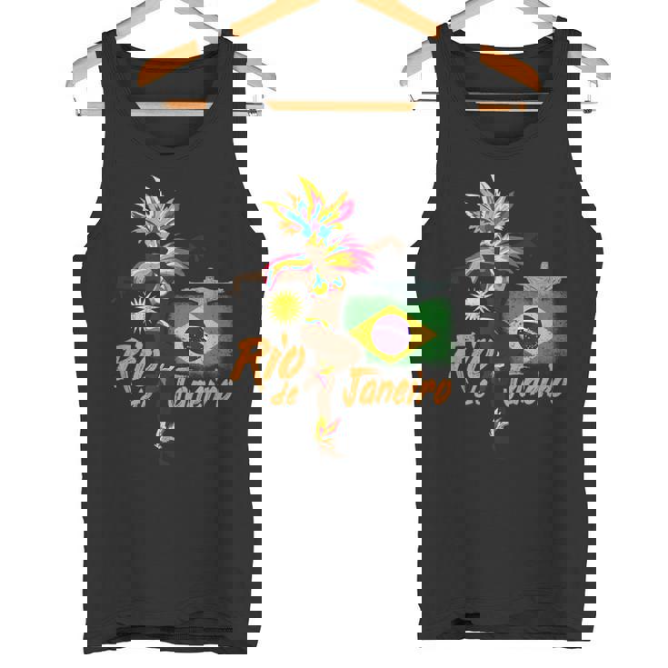 リオデジャネイロブラジルヴィンテージサンバカーニバルダンサーと旗 タンクトップ