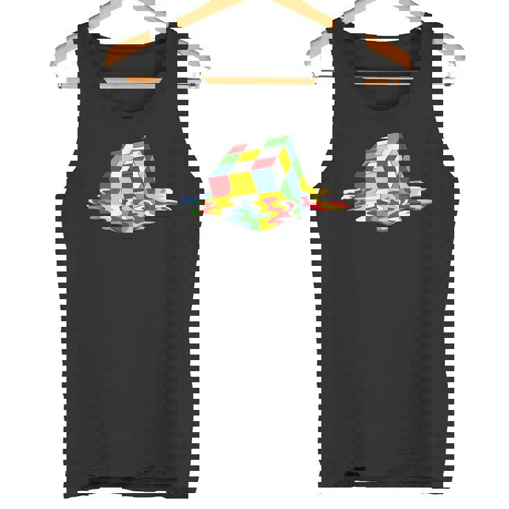 ルービックキューブパズル 溶けるクールなグラフィックデザイン タンクトップ