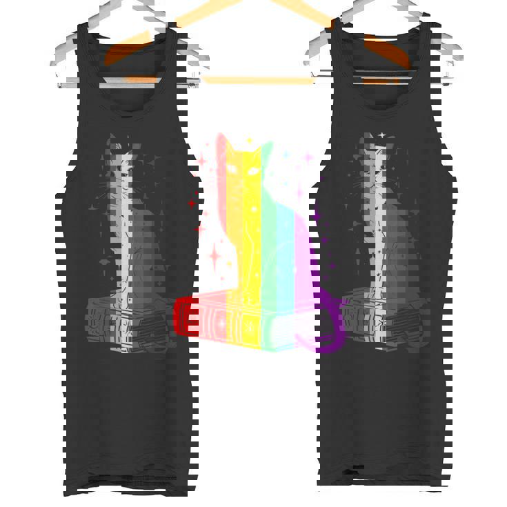 レインボー猫と本と星 Lgbt プライド タンクトップ