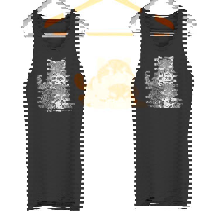 レッサーパンダ かわいい パンダ おもしろ 動物 アート イラスト タンクトップ