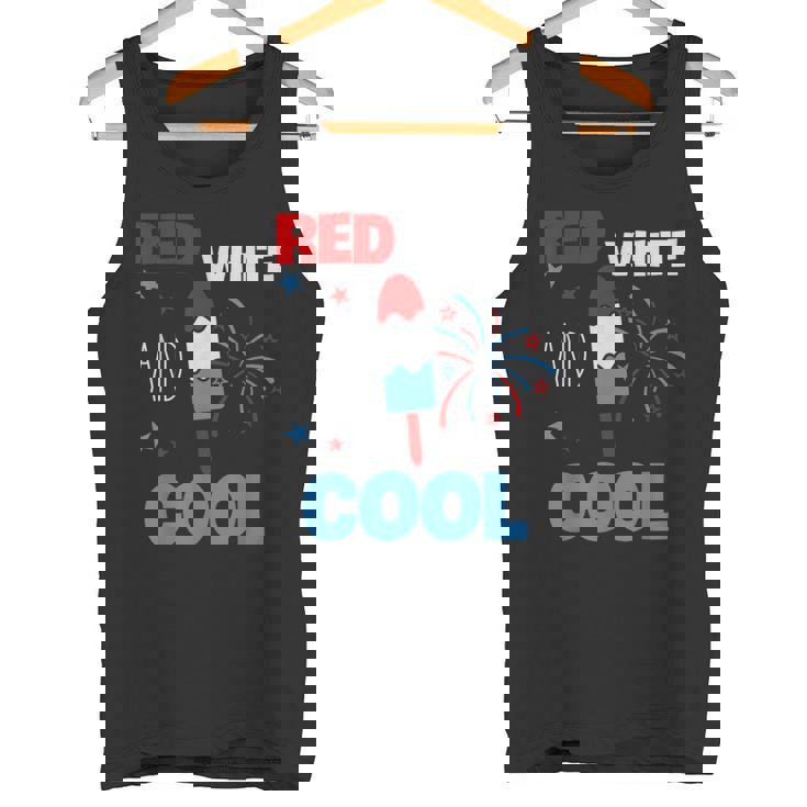 レッド ホワイト クールなアメリカ国旗 アイスキャンディー 面白い 7月4日 タンクトップ