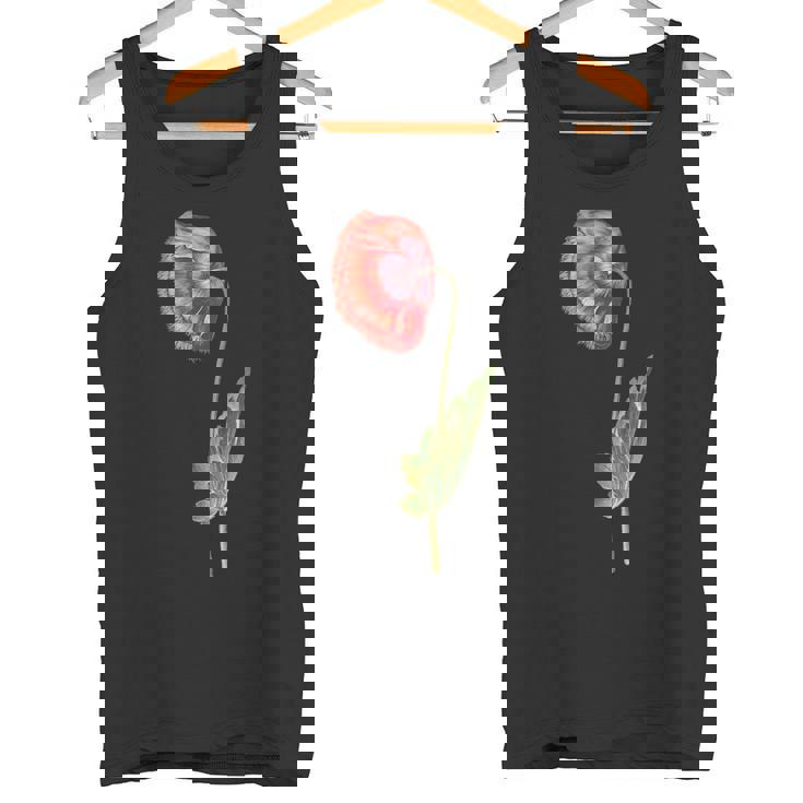 レッドポピーフラワー ボタニカルポピー レッドポピー タンクトップ