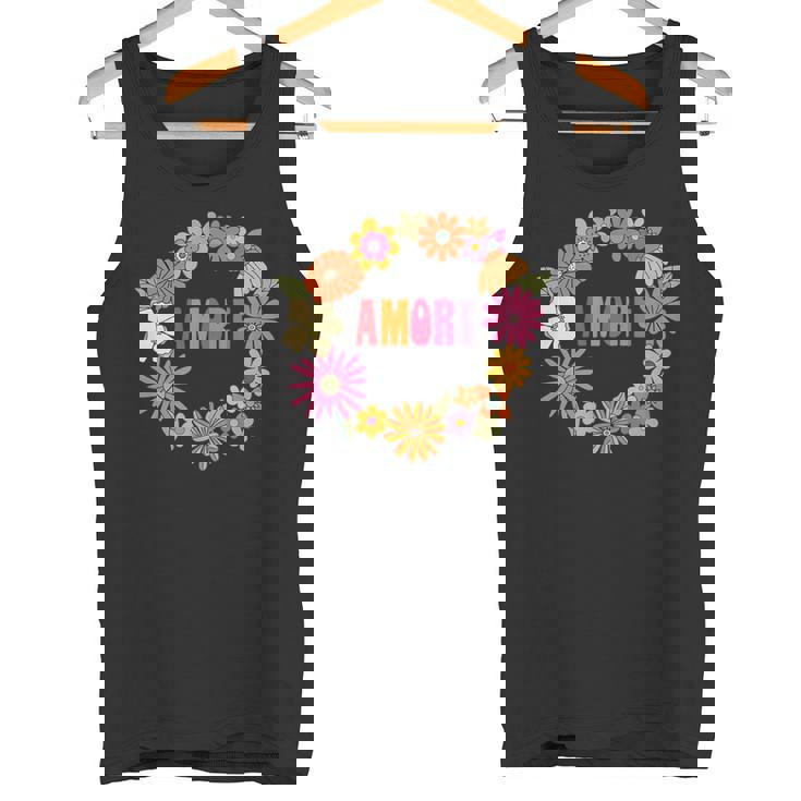 レトロ ボーホー フラワー アモーレ 愛 イタリア語 イタリア 旅行 タンクトップ