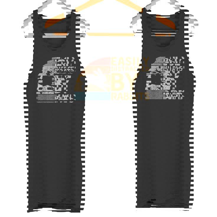 レトロ ヴィンテージ Easy Distracted By Rabbits Bunnies Lover タンクトップ