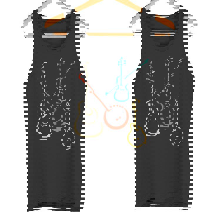 レトロなブルーグラス、ギター、バンジョー、フィドル、マンドリン タンクトップ