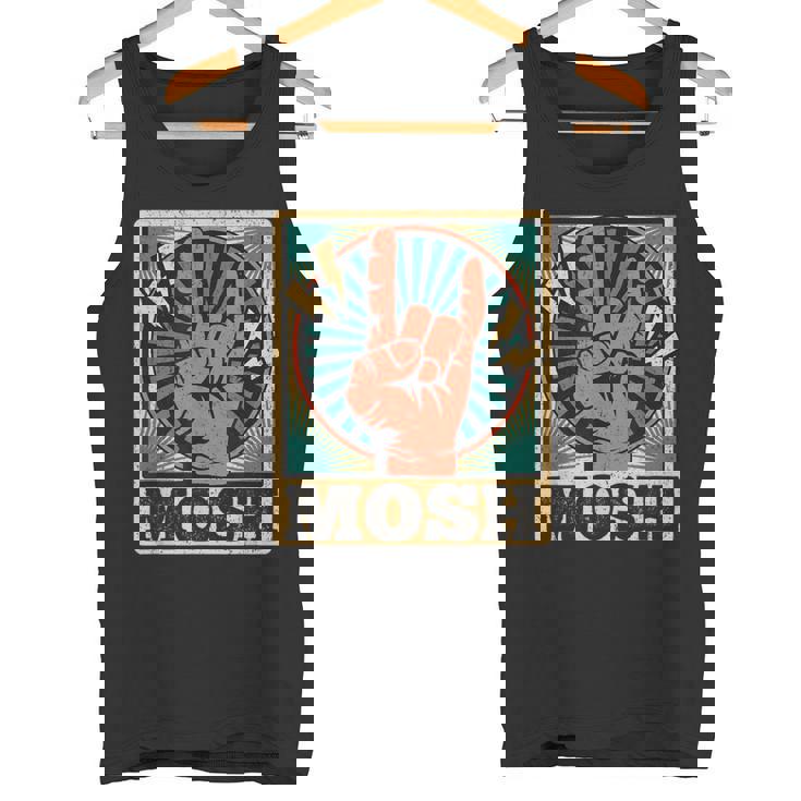 レトロなヴィンテージサインオブザホーンモッシュヘビーロックミュージック タンクトップ