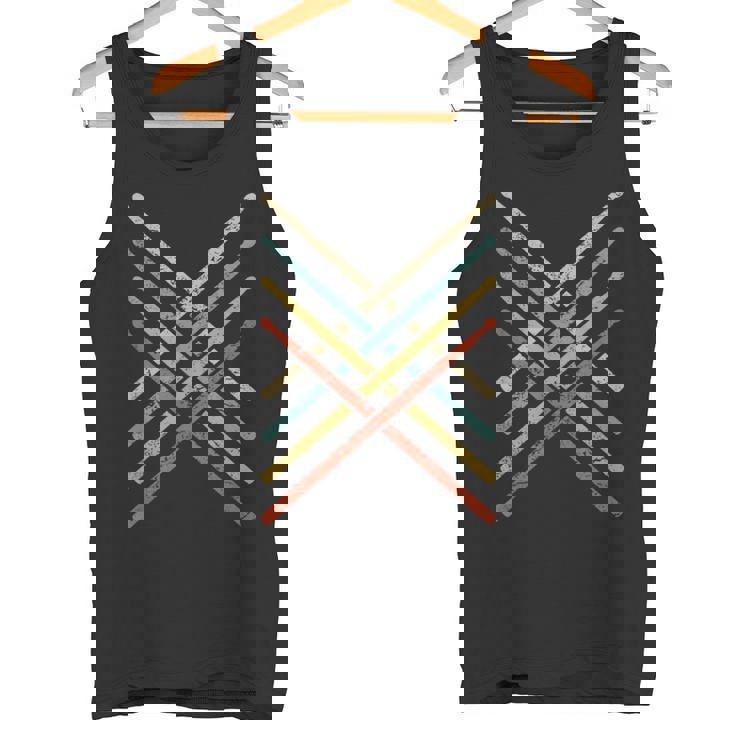 レトロヴィンテージドラマー 70年代 80年代 アンティーク調ドラムスティック タンクトップ