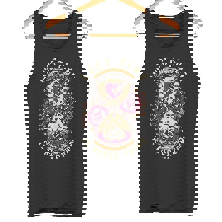 ロストタイム、トラディショナル、オールドスクール砂時計タトゥーデザイン タンクトップ