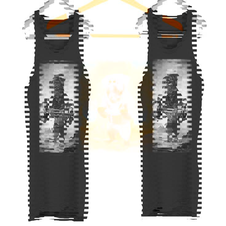 ロットワイラー 犬の筋トレ ウェイトリフティング タンクトップ