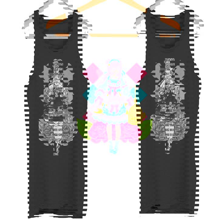 ロリータファッションをテーマにした鳥かごアニメデザイン タンクトップ