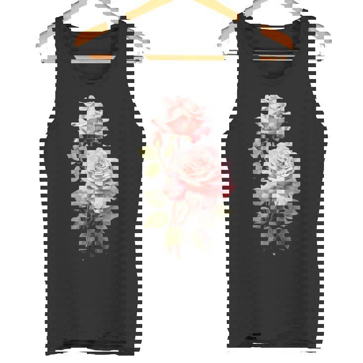 ローズシャツ 美しいピンクのバラとつぼみ タンクトップ