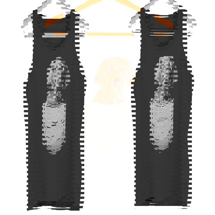 ワイマラナーラナー胸ポケット犬の飼い主 タンクトップ