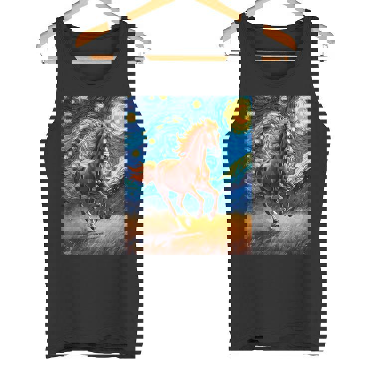 ヴァンゴッホの星空の夜ワイルドホースマスタングアニマル愛好家 タンクトップ