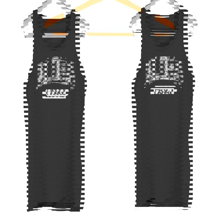 ヴィンテージ アロハ ハワイ ハワイ バーシティ テキスト 大学 フォント タンクトップ