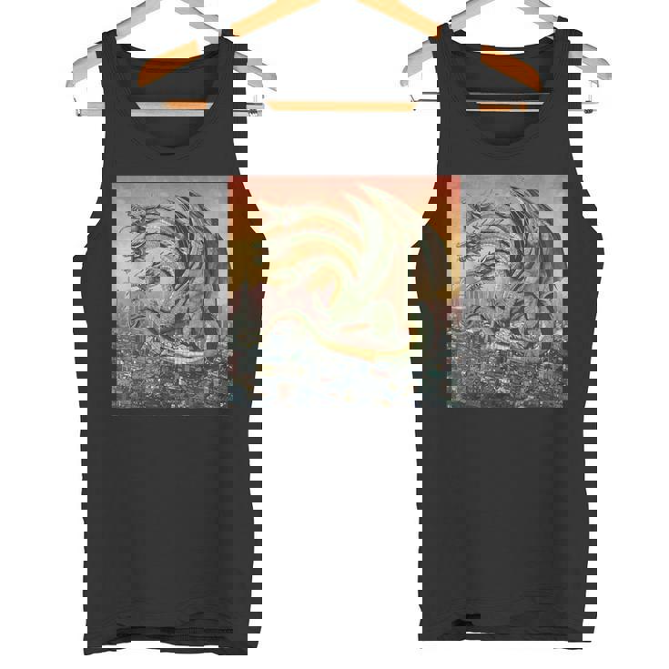 ヴィンテージ ドラゴンキング ギドラ アート 夕日 日本人 キッズ 男性 タンクトップ