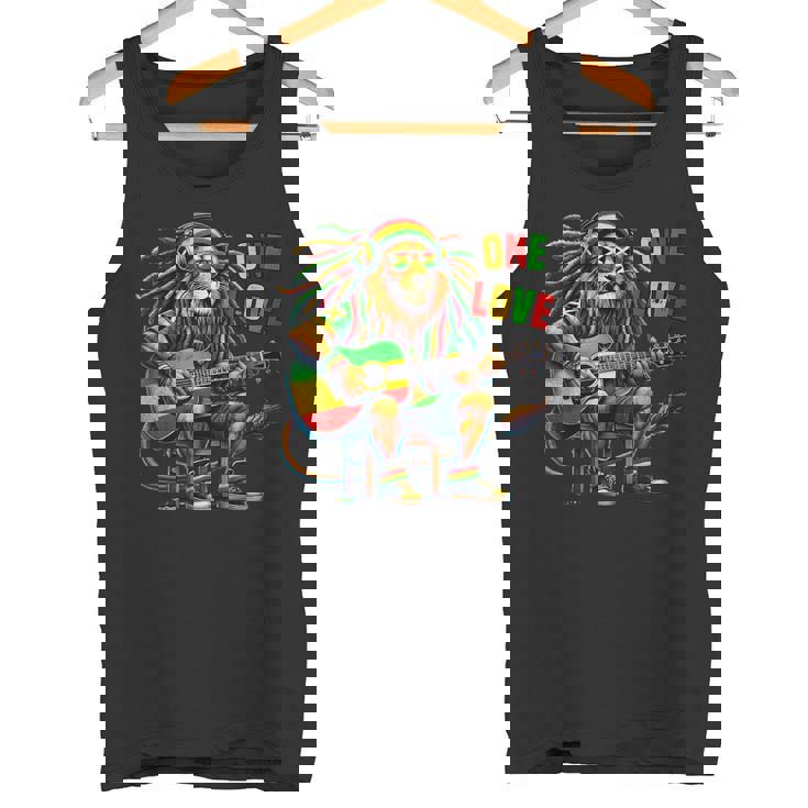 ヴィンテージ ラスタ ライオン レゲエ 音楽 One Loveibe ギター グラフィック タンクトップ