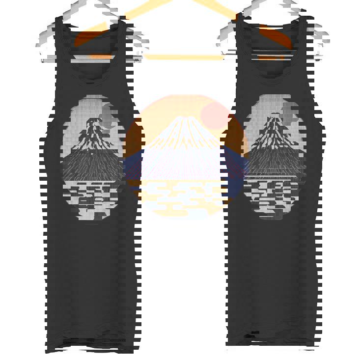 ヴィンテージ 和 富士山 山の上の日本の舞う太陽 タンクトップ