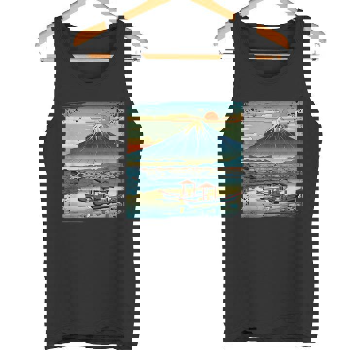 ヴィンテージ 日本の富士山 山に昇る太陽 タンクトップ