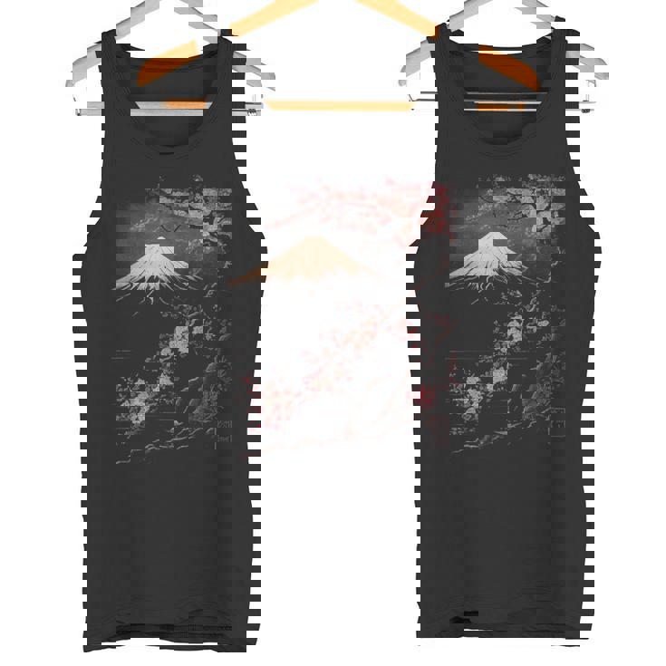 ヴィンテージ 桜 富士山 日本アート 日本 グラフィック タンクトップ