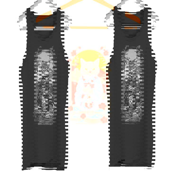 ヴィンテージジャパンの日本酒の猫ポスターデザイン。 タンクトップ