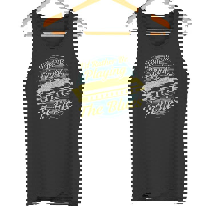 ヴィンテージスタイルの音楽家ハーモニカ ブルース タンクトップ