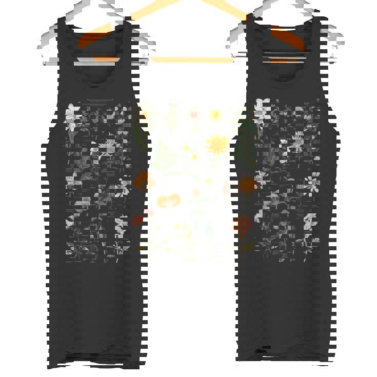 ヴィンテージ風フラワーボタニカルチャートグラフィックtシャツ タンクトップ