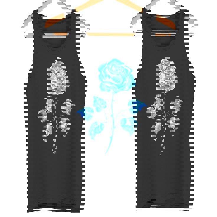 一輪挿し 青いバラ かわいい 青いバラ 花 ガーデニング タンクトップ