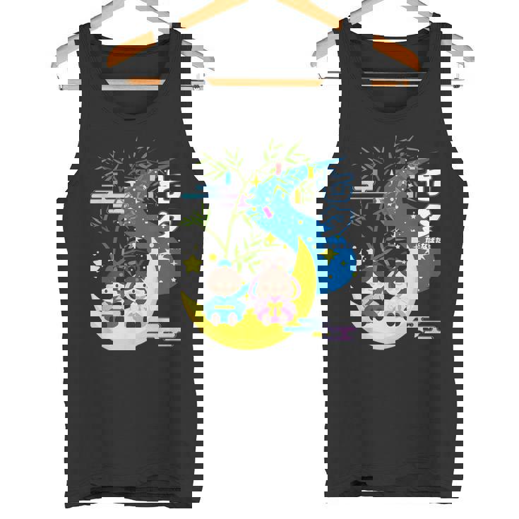 七夕、天の川、着物、日本祭りかわいい、星、日本の伝統的なお祭り、夏、夏休み、日本人形 タンクトップ