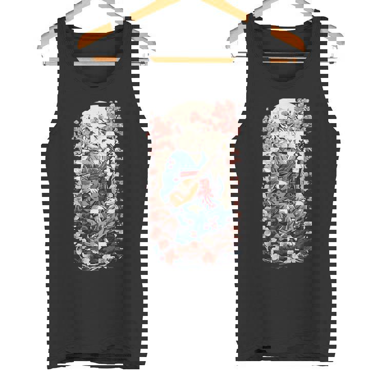 三味線猫 ヴィンテージ 日本 鬼 デザイン タンクトップ