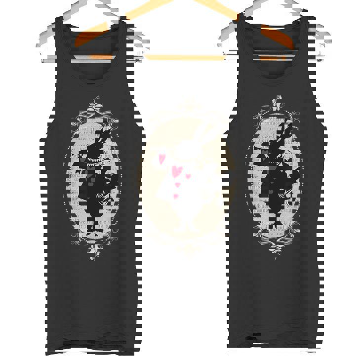 不思議の国のアリス ホワイトラビット ビンテージブック デザイン タンクトップ