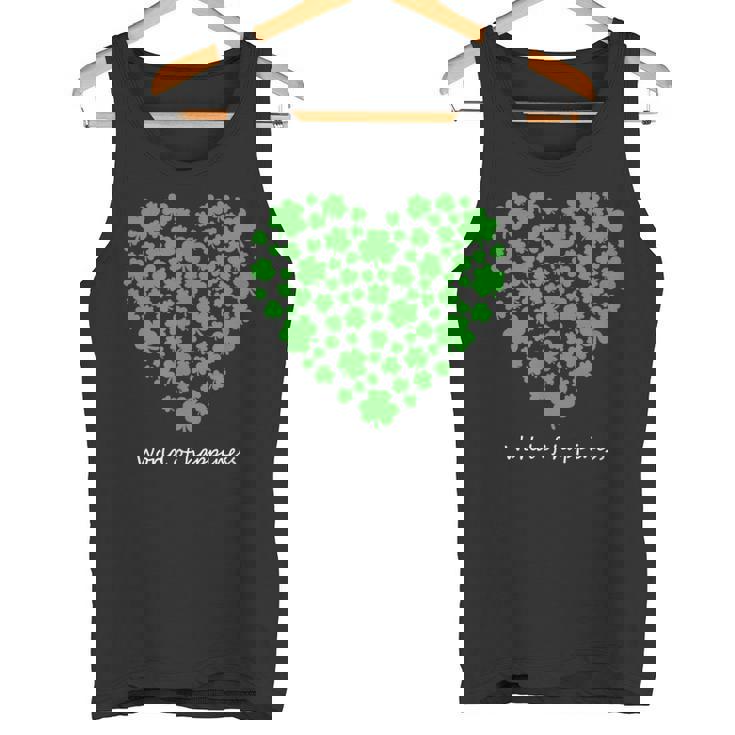 世界中の幸せを願う 可愛い ハート クローバー 反戦 平和 タンクトップ