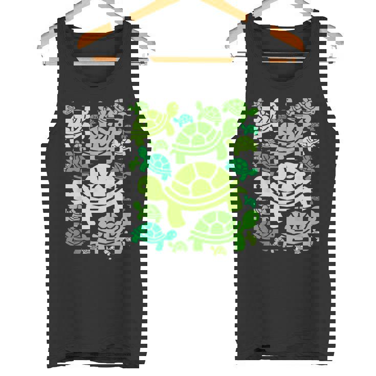亀柄 カートゥーン アウトライン 面白いカメ タンクトップ